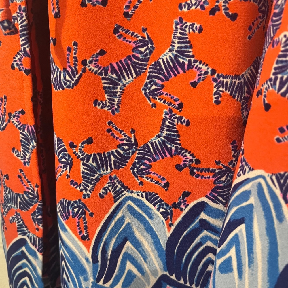 Lilly Pulitzer Pearl Romper Heebee Zeebees gold chain straps coral blue 16 - Picture 2 of 7